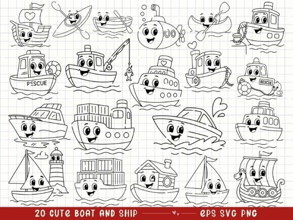 Download Cute Boat and Ship Kids Transportation - Sport Collection