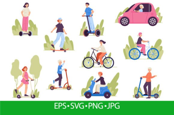 Download People Riding Electric Transport - Sport Collection