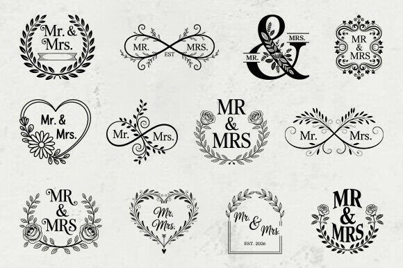 Download Mr and Mrs Wedding Monogram SVG Bundle - Wedding monogram Collection