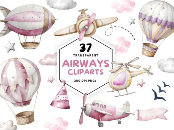 Download Pink Air Transport Watercolor Clipart - Sport Collection