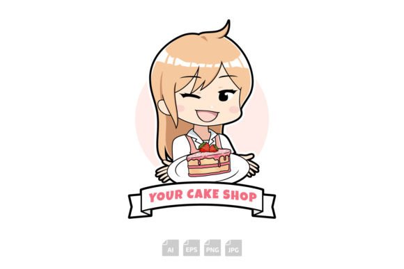 Download Cute Cake Shop Girl Logo - Logo Collection