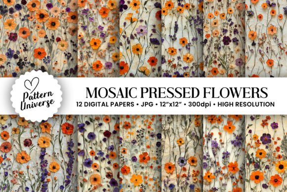Download Mosaic Pressed Flowers Patterns - Flower Collection