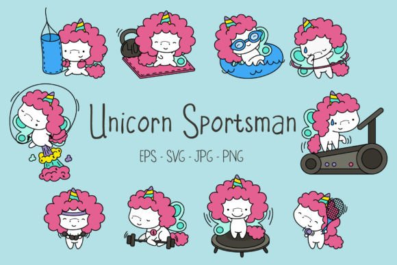 Download Cute Kawaii Unicorn Sportsman Clipart - Sport Collection