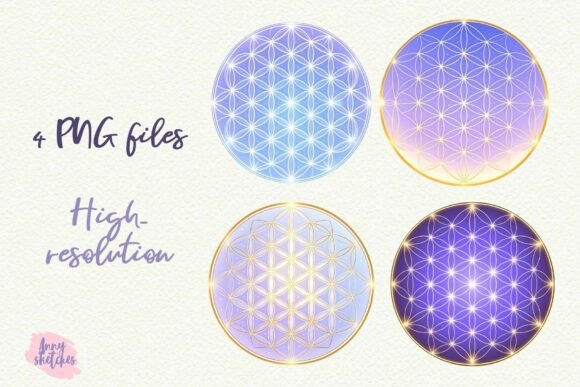 Download 4 Flower of Life Sacred Geometry Clipart - Flower Collection