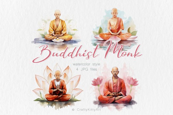 Download Buddha Buddhist Monk JPG Watercolor Art - Premium Resources