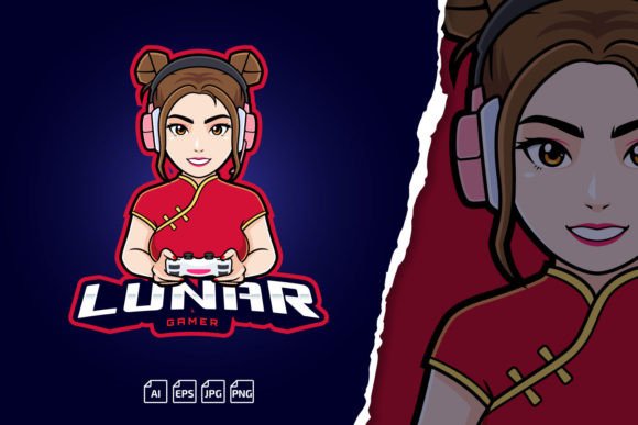 Download Cute Chinese Gamer Girl Logo Gaming - Logo Collection