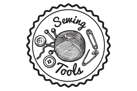 Download Sewing Tools Logo. Hand Drawn Store Labe - Logo Collection