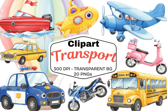 Download Watercolor Transport Clipart Set - Sport Collection
