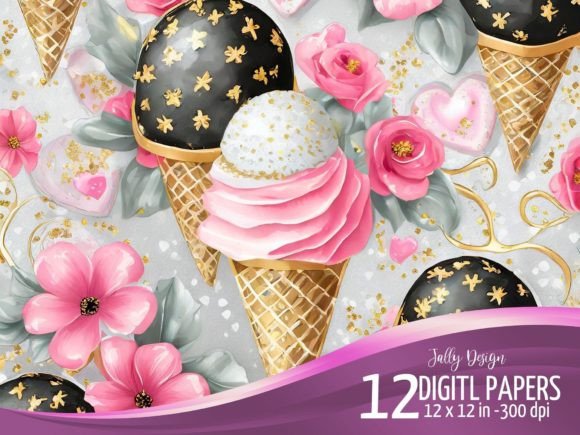 Download Black &amp; Pink Ice Cream and Flower Design - Flower Collection