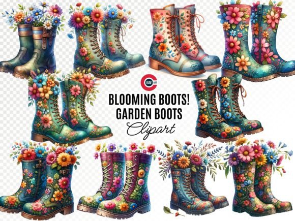 Download Flower Design Gardening Boots - Flower Collection