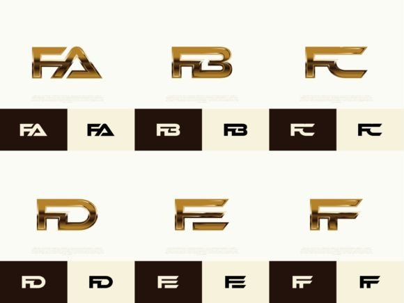 Download 6 Sets of FA-FF Initials Luxury Logos - Logo Collection
