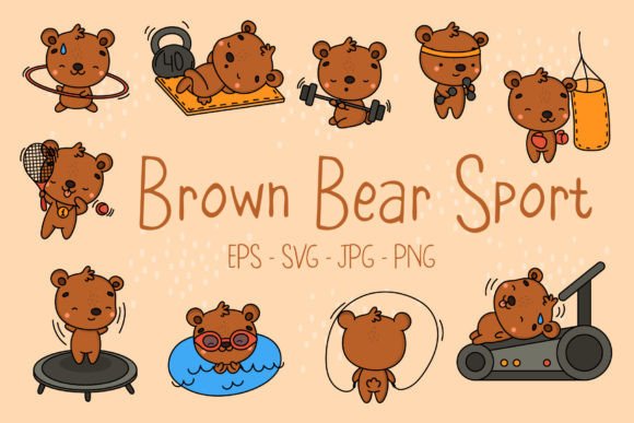 Download Set of Brown Bear Sportsman - Sport Collection