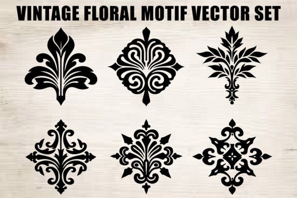 Download Black Ornamental Flower Vector Set - Flower Collection