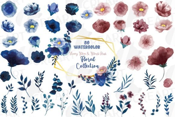 Download Dark Indigo and Blush Pink Flower Design - Flower Collection