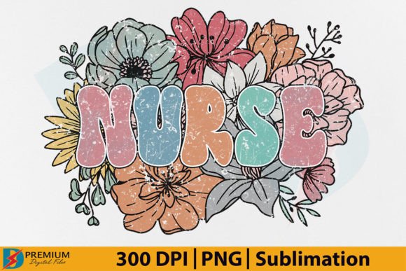 Download Retro Nurse PNG, Floral Flower Design - Flower Collection